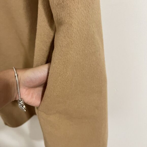 Talbots Wool Blend Long Vest Duster Size L Tan Sleeveless Minimalist Equestrian - Picture 6 of 7